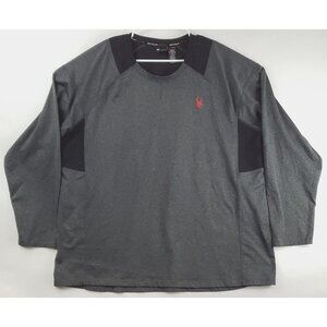 Spyder Active Proweb Prow=B Shirt Mens 2XL Gray Stretch Long Sleeve Crew Neck